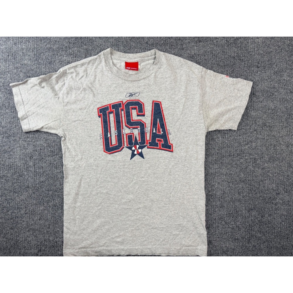 Vintage Reebok USA Basketball T Shirt Small Gray Graphic Tee Y2K 90s Mens - Picture 5 of 9
